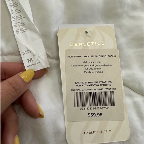 NWT: Fabletics High Waisted Seamless Jaquard Yellow Leggings M - Picture 2 of 3
